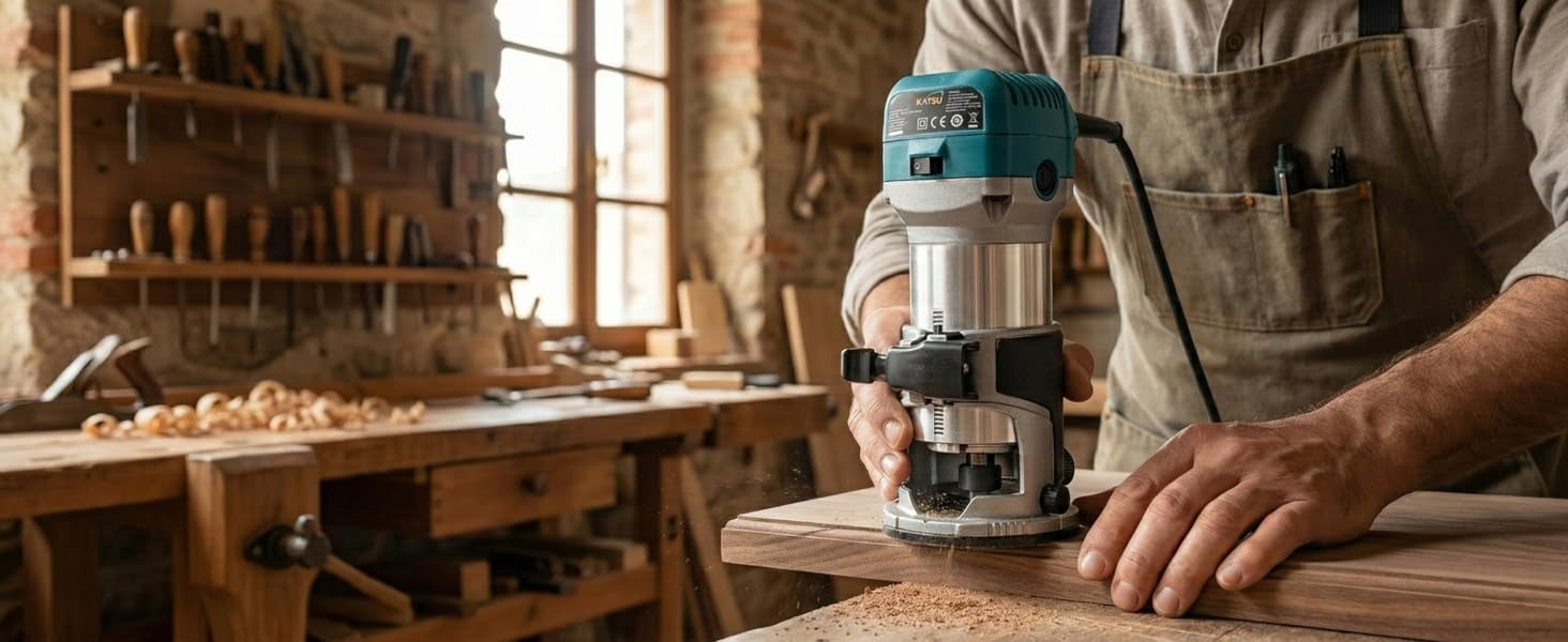 Milling machine KATSU Upper spindle 710W 3 bushings Adjustable Wood Rotation Maximum power 710 W
