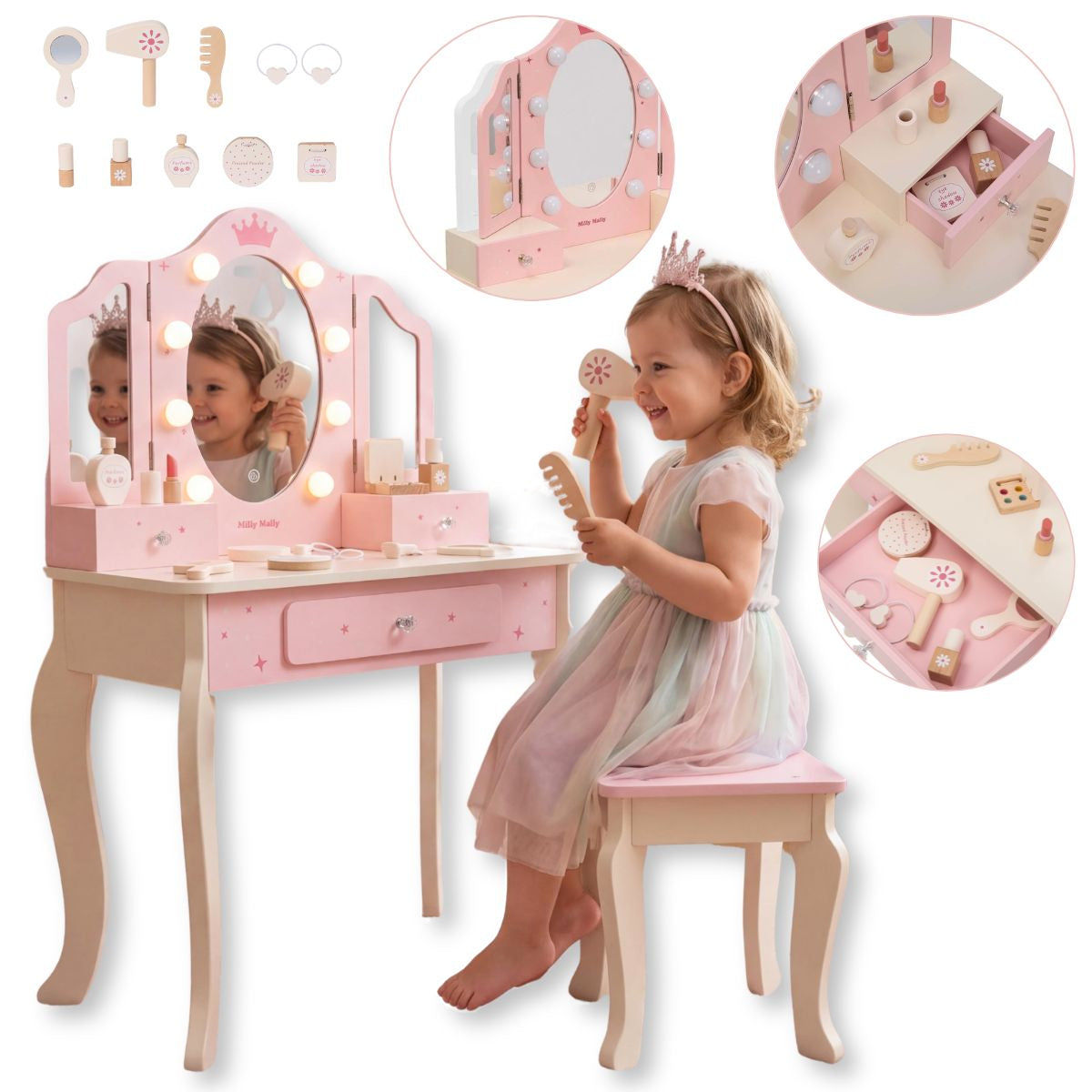 Milly Mally 77100 Dressing Table Queen Pink