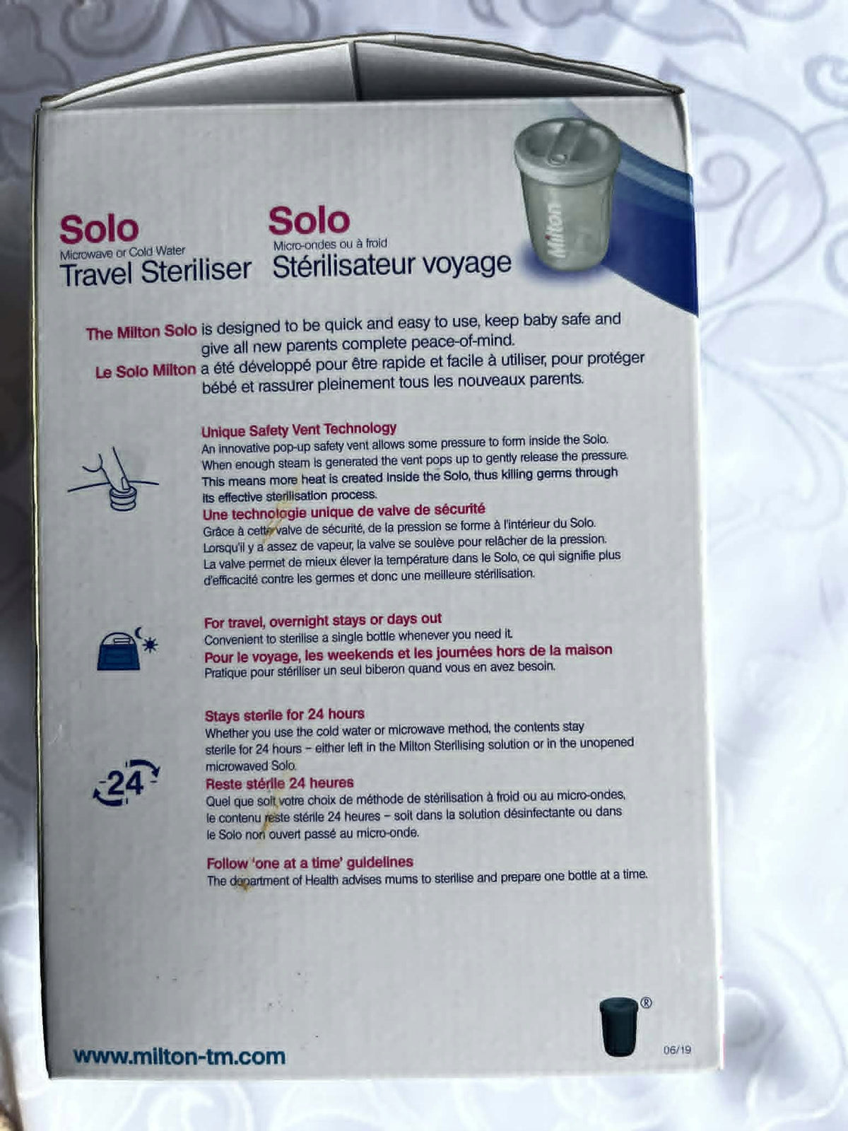 Milton Travel Steriliser Bottle Sterilizer Packaging status original