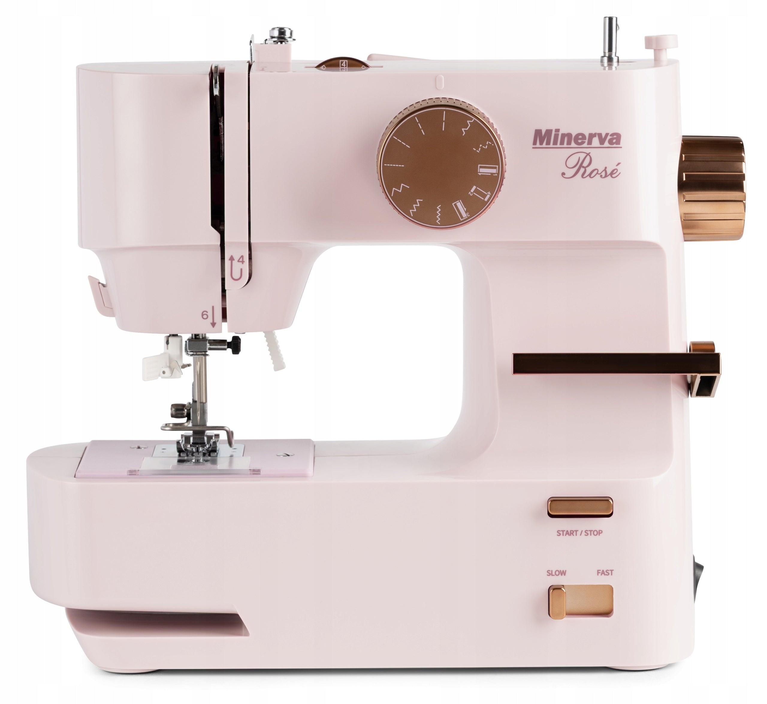 Minerva Rose sewing machine small strong + finger guard and accessories Sewing features hole edging backstitching stitching