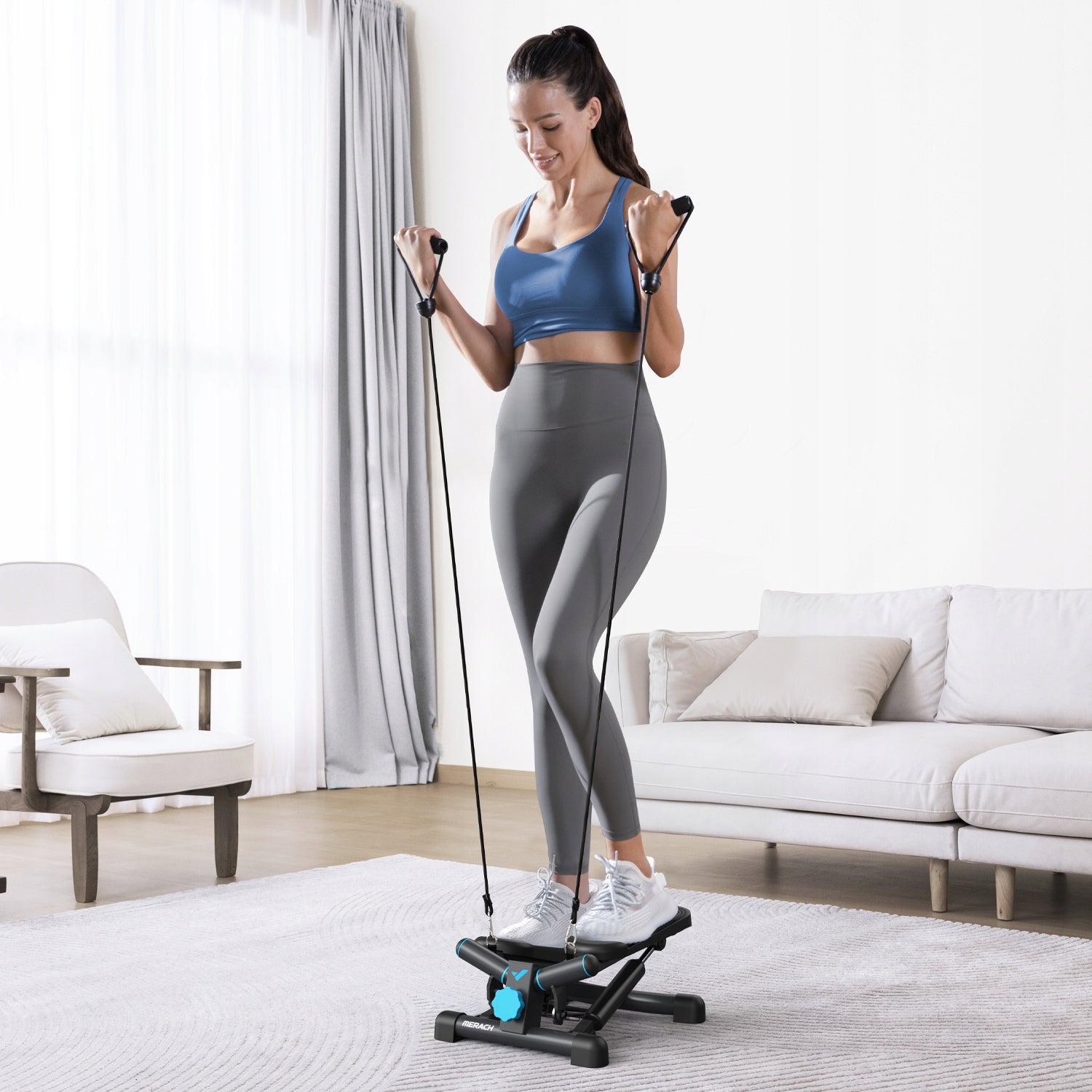 Mini 2-in-1 stepper, LCD monitor, resistance bands, for leg and hand training Manufacturer code MR 2354b2