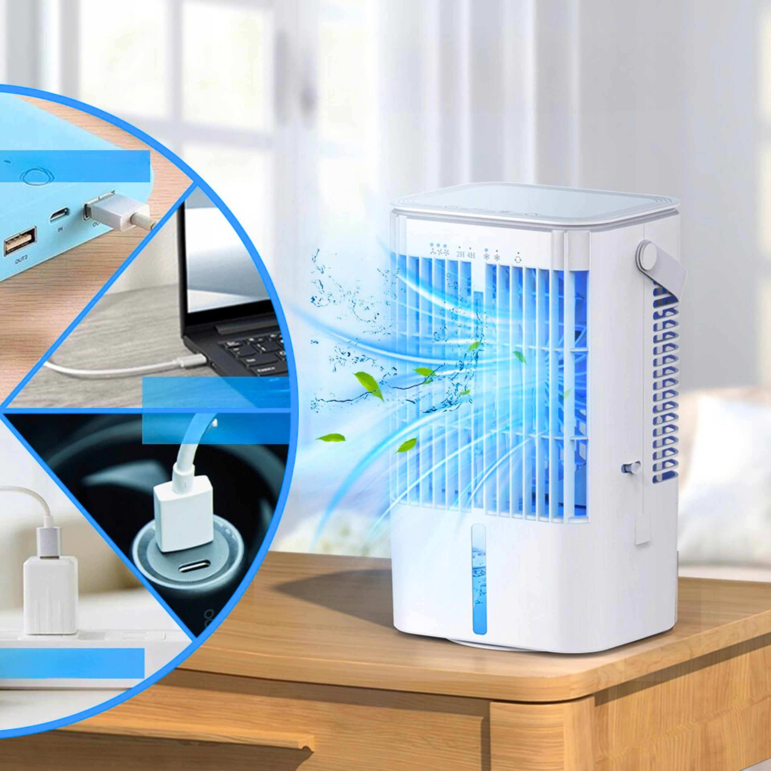 Mini Air Conditioner Portable Desk Fan 1200ml LED Manufacturer code Mały Klimatyzator Domowy Na Wodę 1200 ml