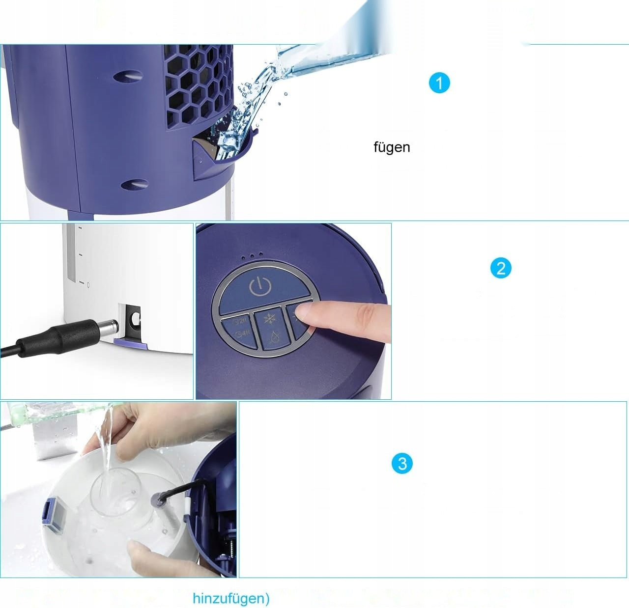 Mini Air Conditioner RenFox 5in1 Fan Humidifier 3 Gears LED Desk Brand RenFox