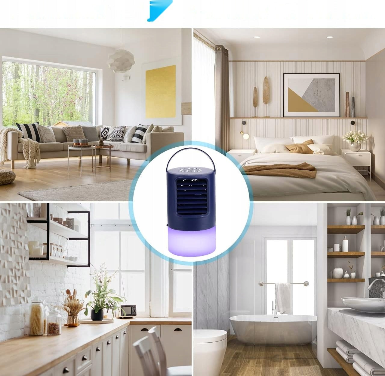 Mini Air Conditioner RenFox 5in1 Fan Humidifier 3 Gears LED Desk Medical device no