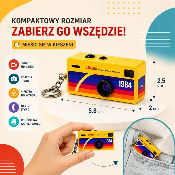 Mini Aparat Cyfrowy G6 THUMB CAMERA RETRO HD 1984 Brelok Keychain Żółty Brand no brand