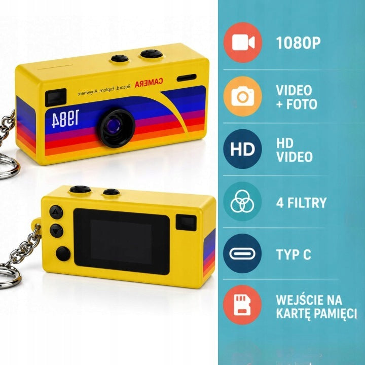 Mini Aparat Cyfrowy G6 THUMB CAMERA RETRO HD 1984 Brelok Keychain Żółty Model G6 THUMB CAMERA