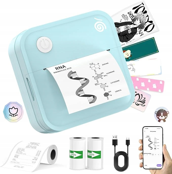 Mini Bluetooth Thermal Label Printer for Home Blue