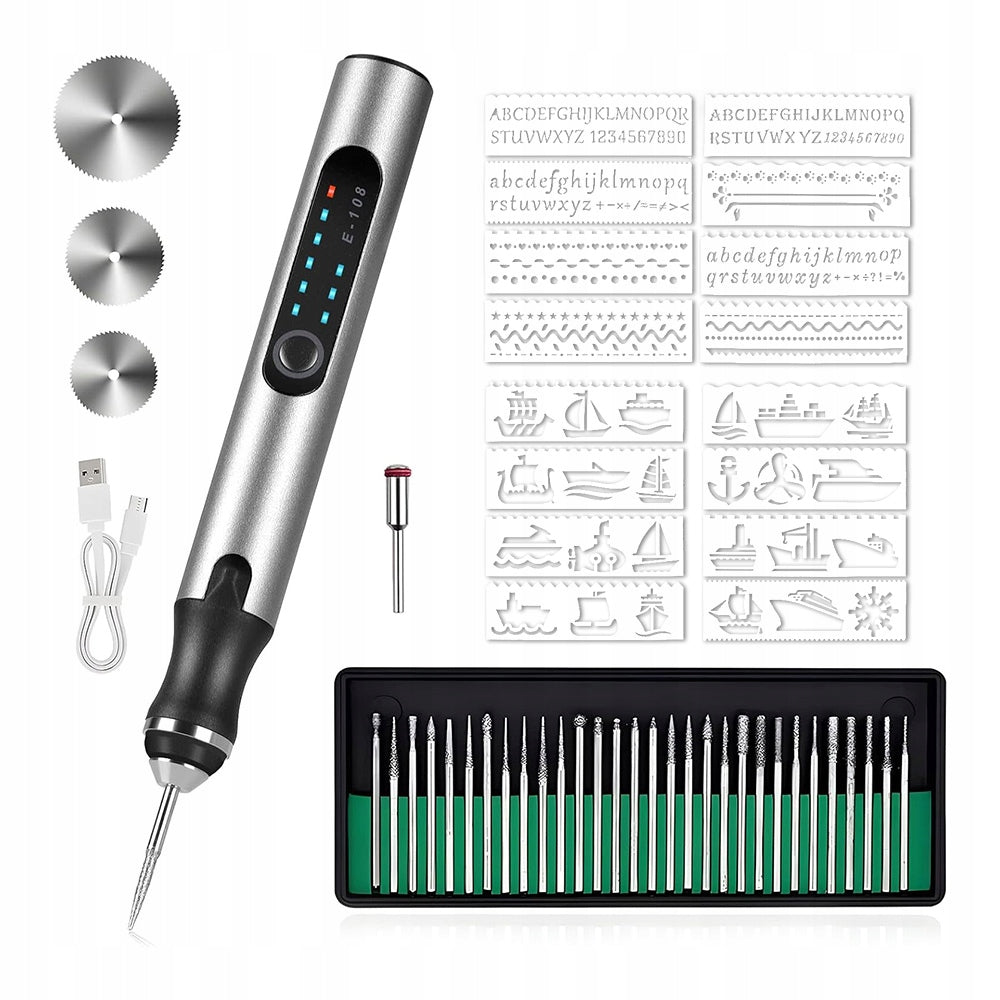 Mini Cordless Electric Grinder 18000RPM Set of 30 Bit Engraving Machine