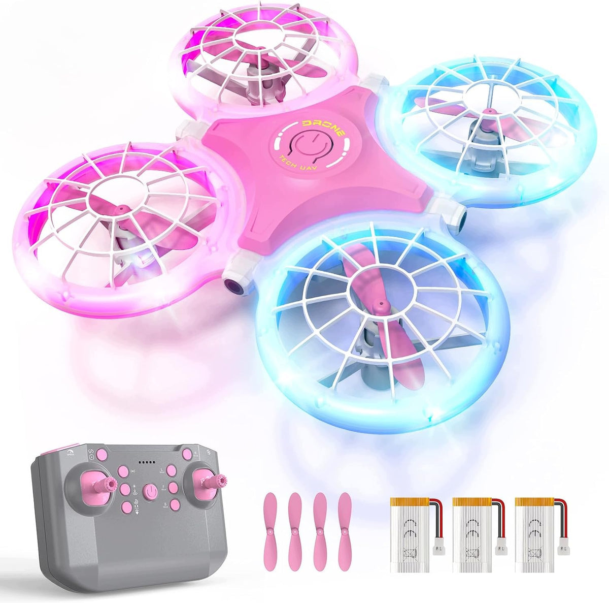 Mini Drone Toy ShinePick mini LED 3 Batteries Pink