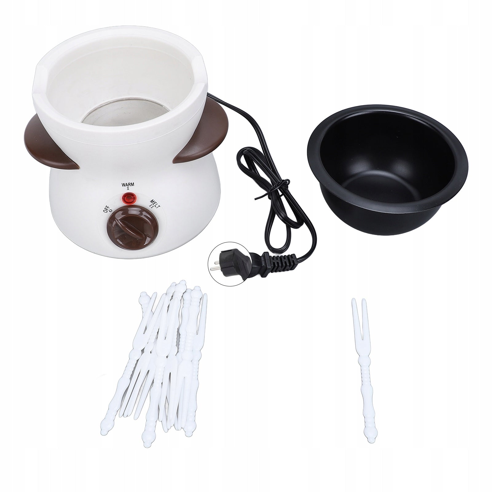 Mini Electric Fondue Pot Set with 10 Forks for Dipping VE Dominant color multicolor