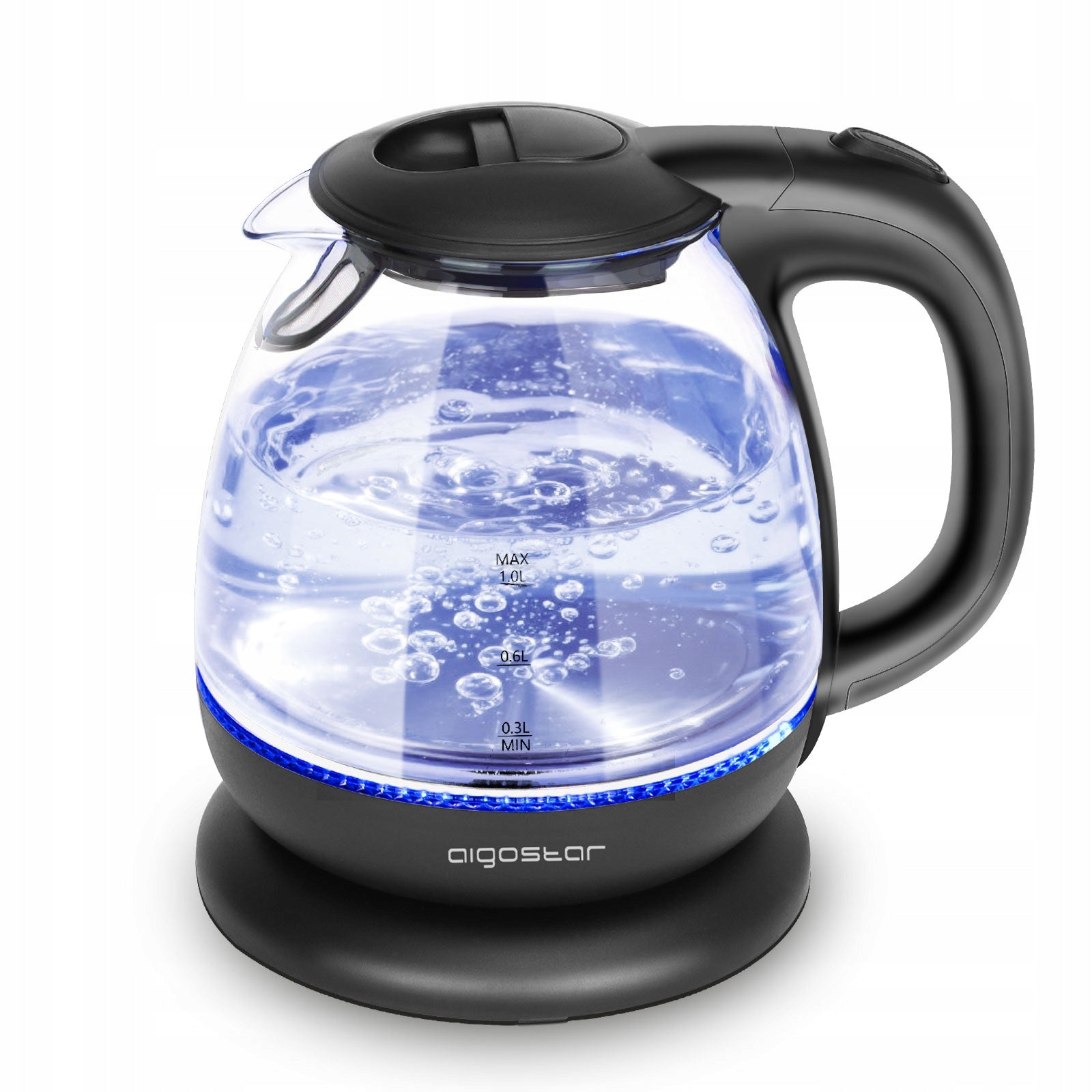 Mini Electric Kettle 1L 2200W Glass LED BACKLIGHT