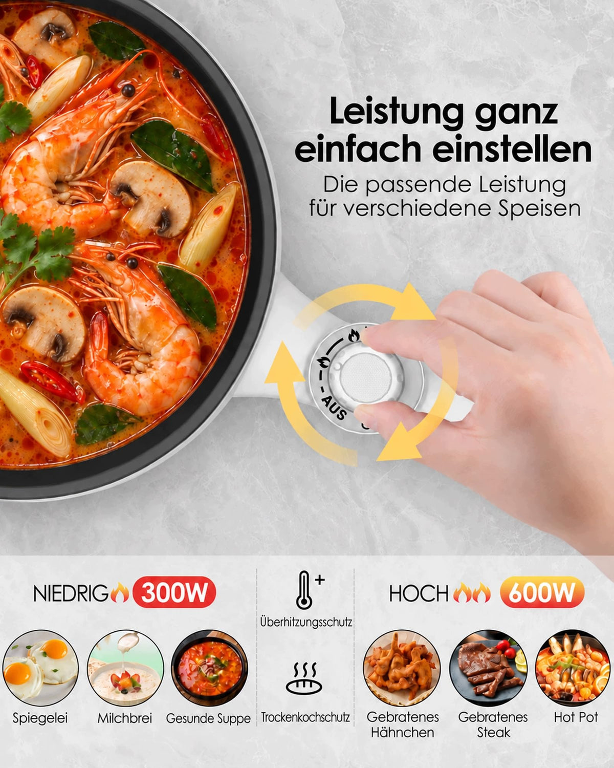 Mini Electric Pot Hot Pot 1 7 L Yellow B AUDECOOK Packaging status original