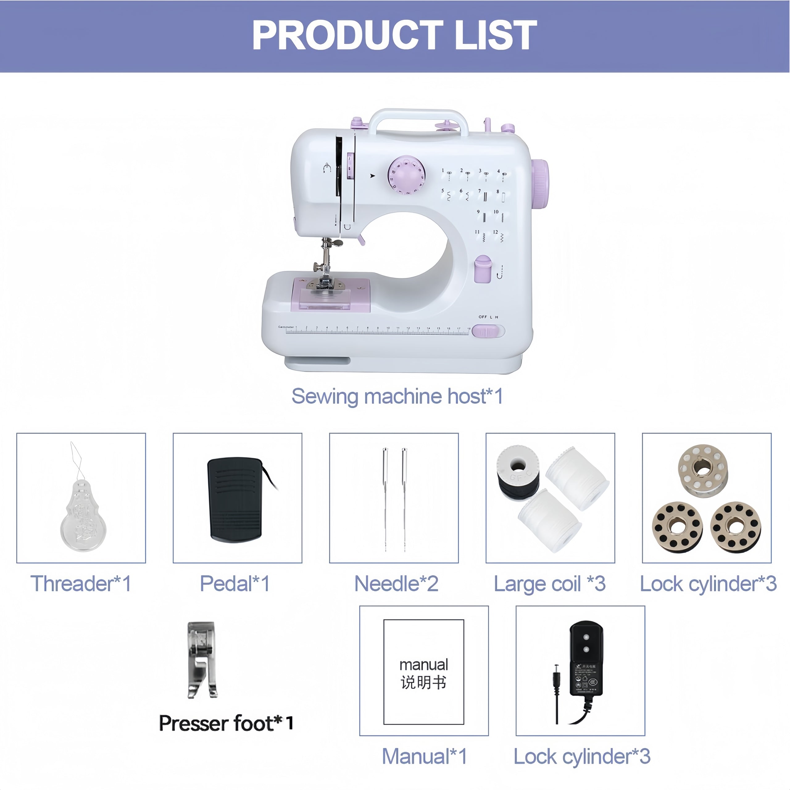 Mini Electric Sewing Machine, 12 Stitches, Double Thread, EU 220V Brand Vortech