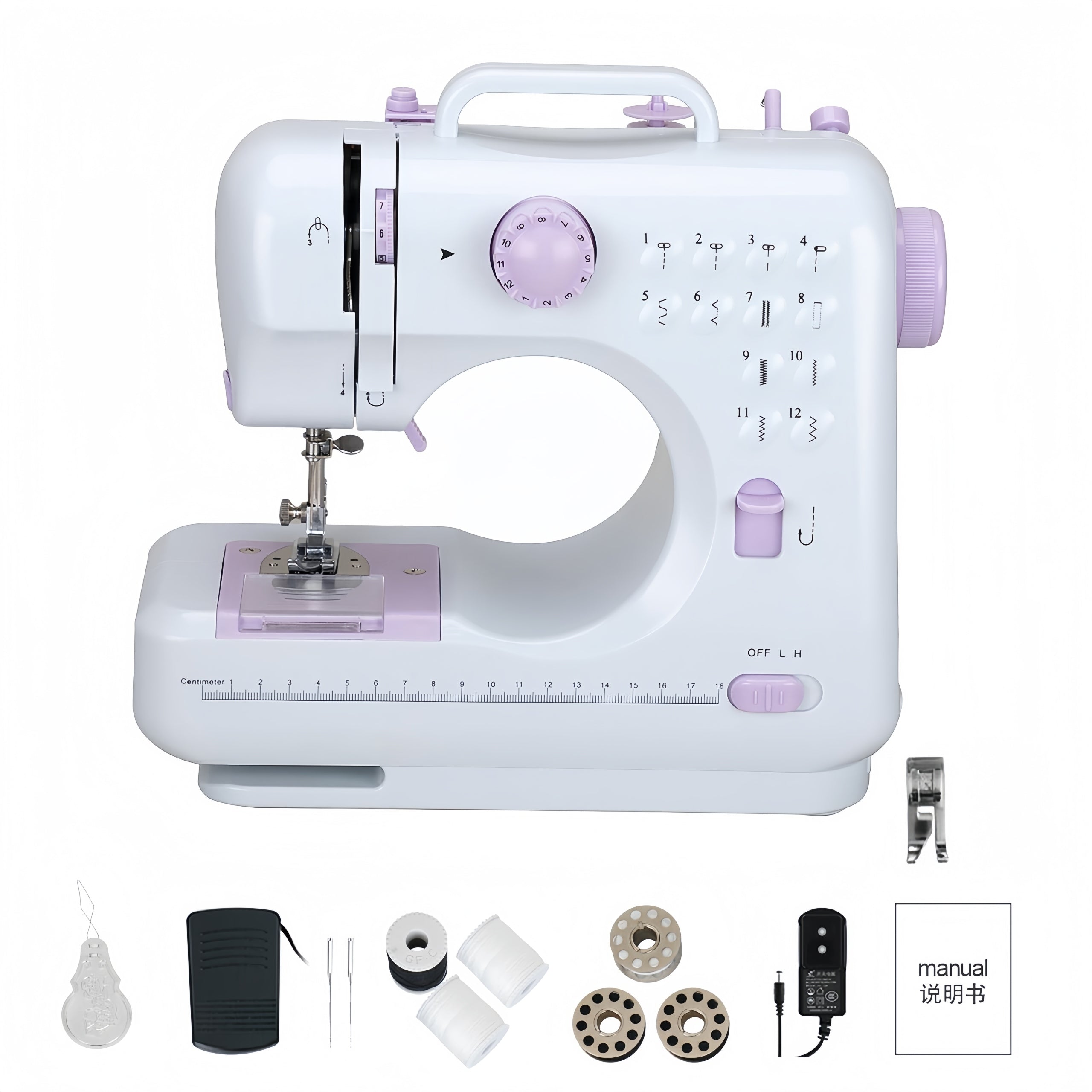 Mini Electric Sewing Machine, 12 Stitches, Double Thread, EU 220V