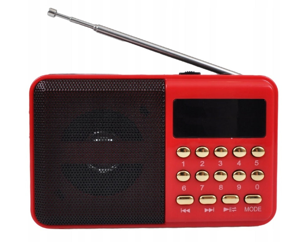 Mini FM/MP3/BT Digital Radio with USB Rechargeable Red