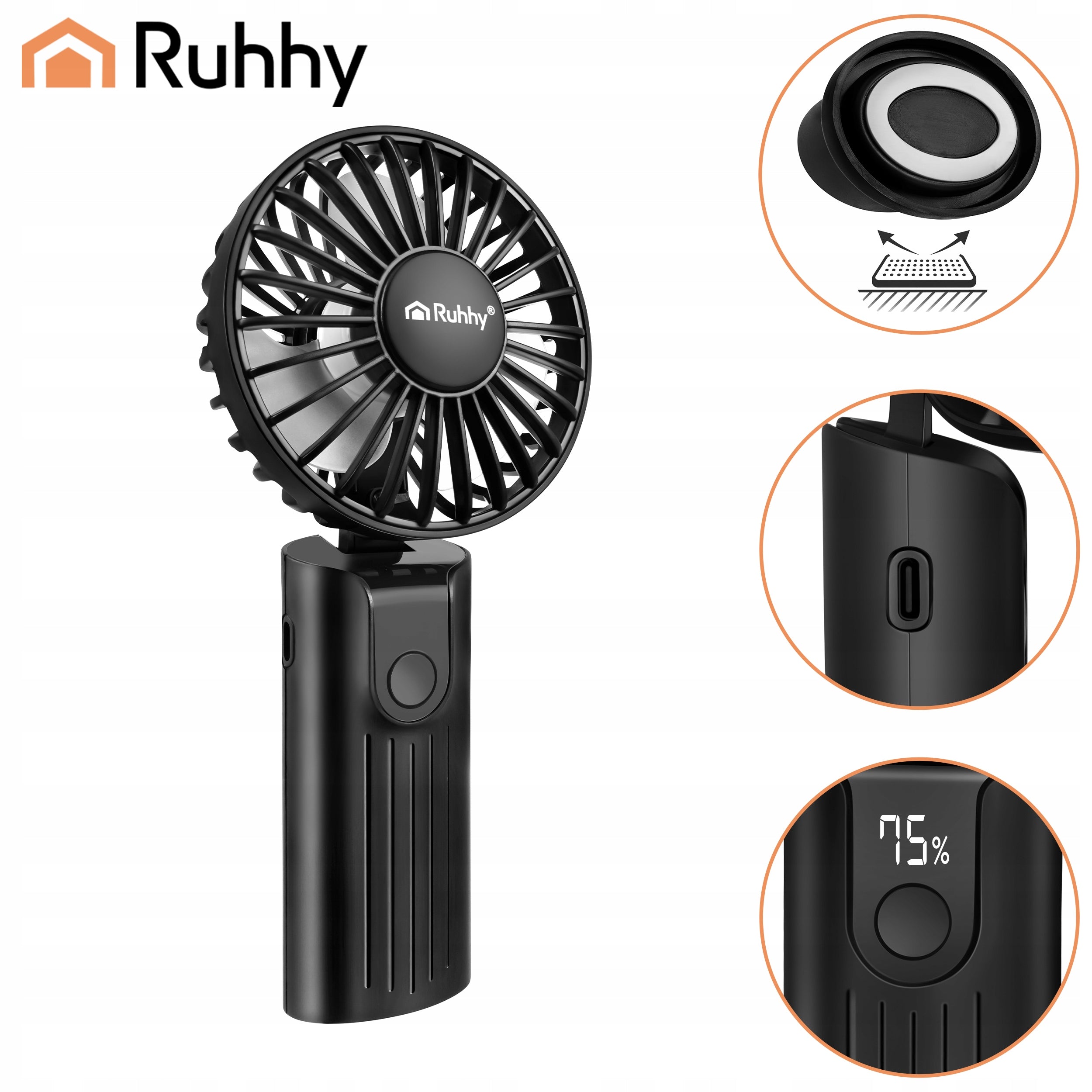 Mini Fan Handheld Mini Windmill USB 4 Modes Black Brand not specified