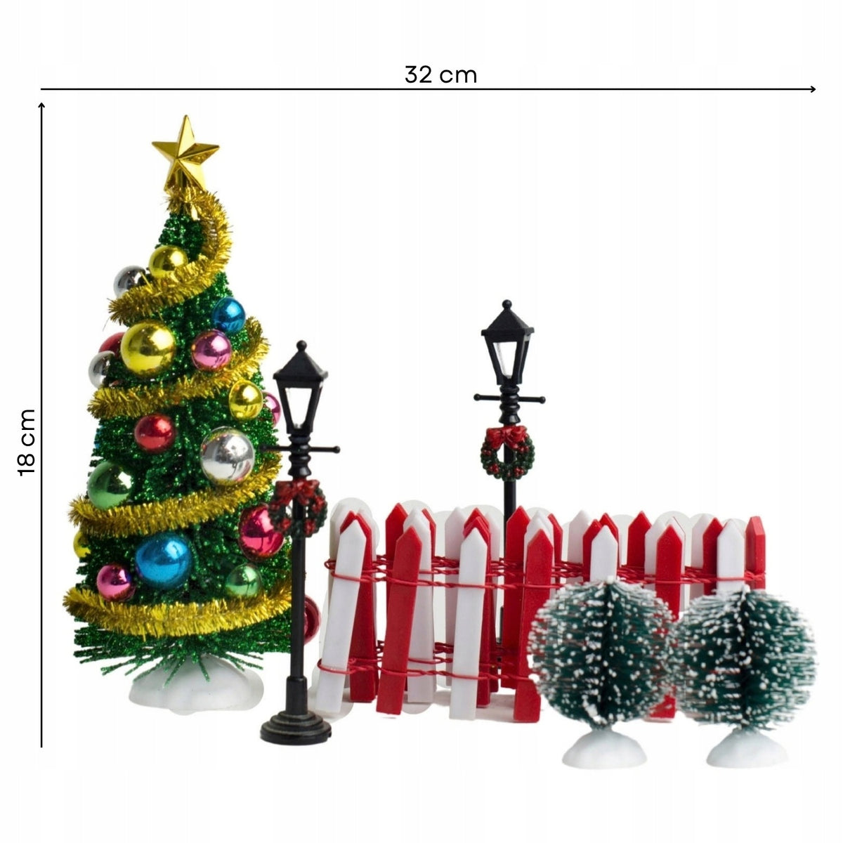 Mini Figurines for Christmas Village Set Christmas Tree Fence Christmas Decorations Manufacturer code 5903039424944