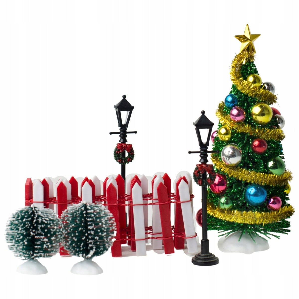 Mini Figurines for Christmas Village Set Christmas Tree Fence Christmas Decorations