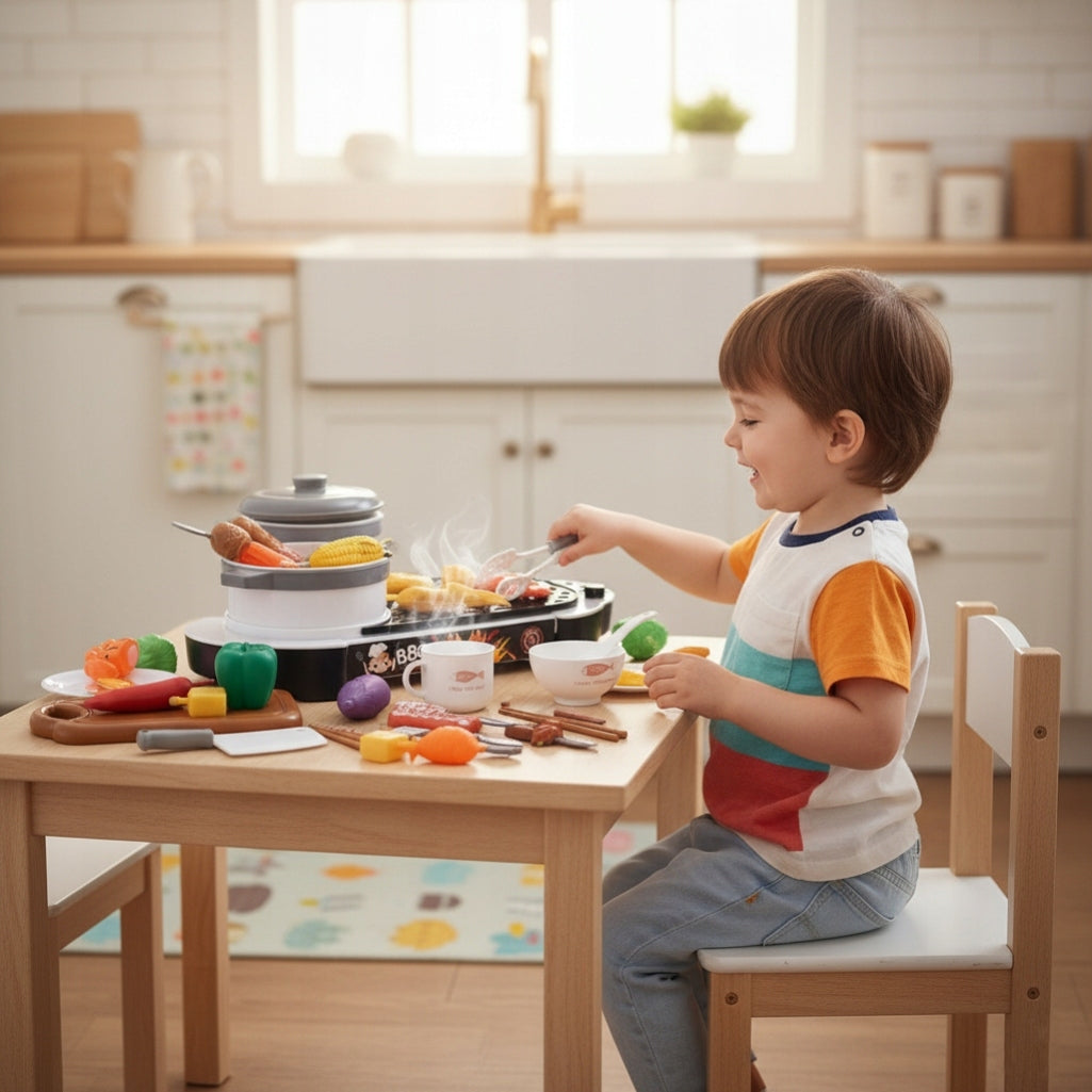 Mini Grill For Children 69 Elements Accessories + Food Products Set XL Manufacturer code Grill kuchnia dla dzieci zabawka edukacyjna