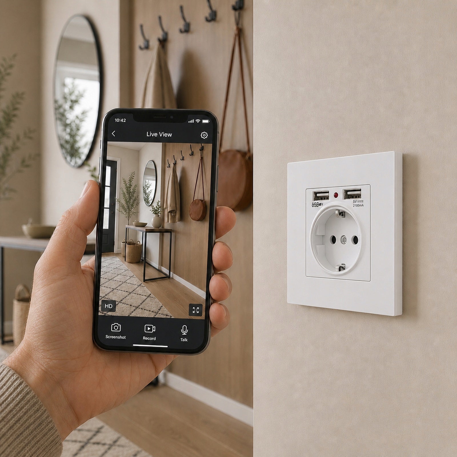 Mini Hidden Wi-Fi Spy Camera in Full HD Outlet - Live View Model MKES21-W