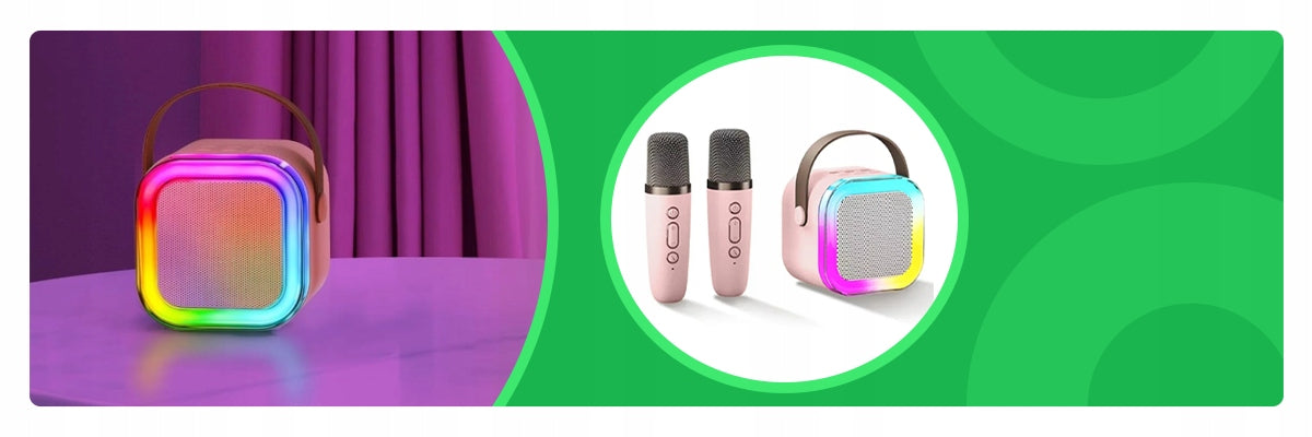 Mini Karaoke Set Pink 2pcs 2 Microphones + Speaker for Kids Manufacturer code BEZPRZEWODOWY ZESTAW