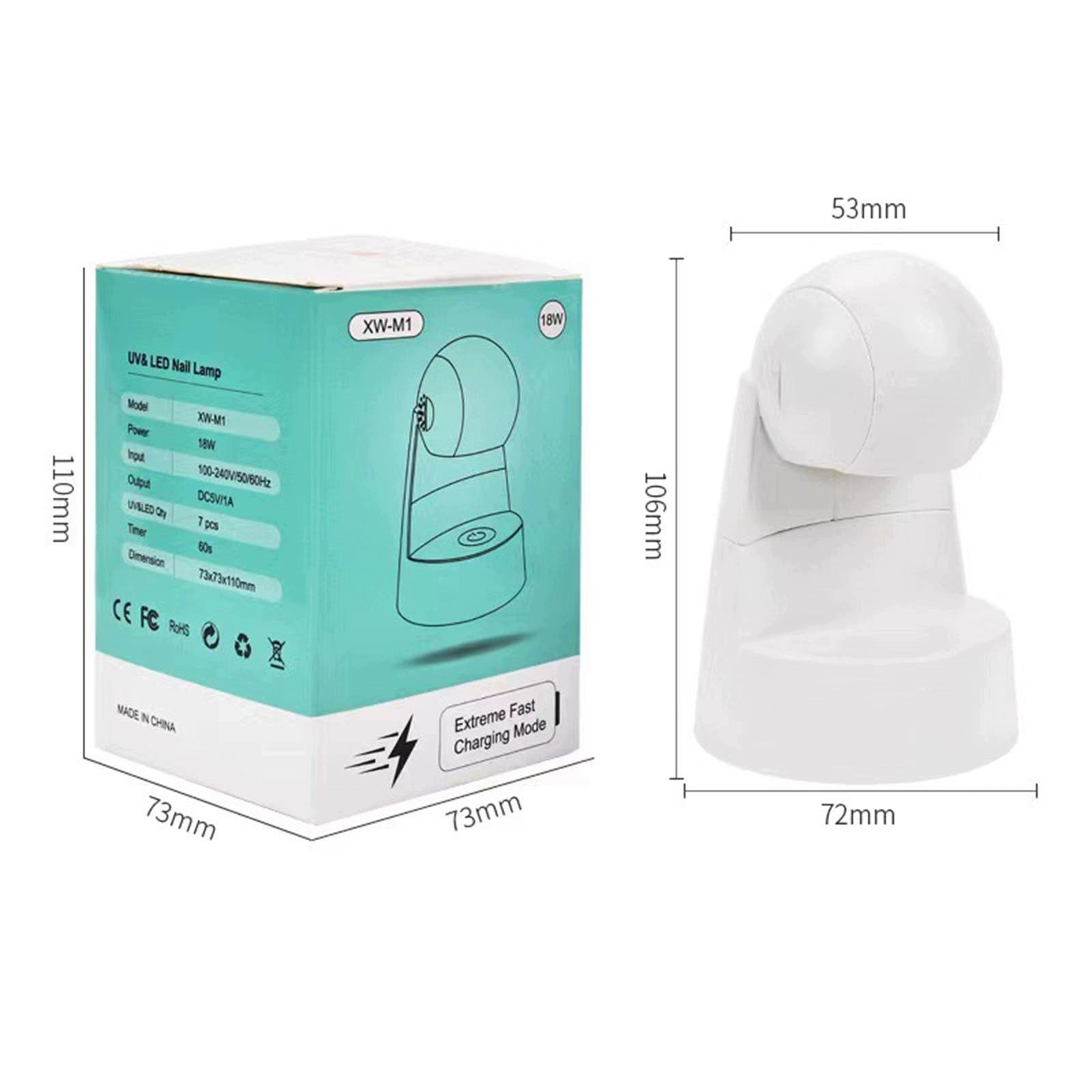 Mini LED Nail Lamp Travel 18W for Home Nail Salon Single USB Charging Medical device no