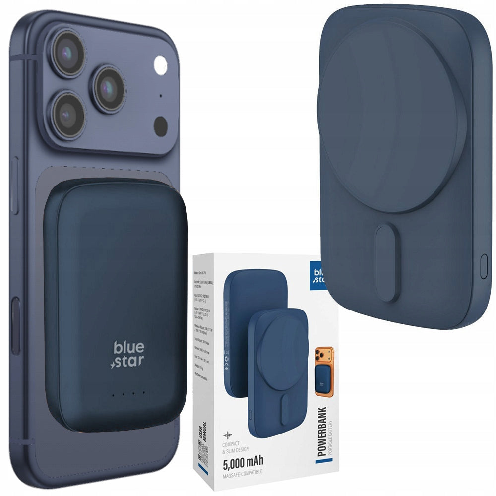 Mini Magnetic Powerbank PD 20W with MagSafe 15W 5000mAh BLUE for iPhone