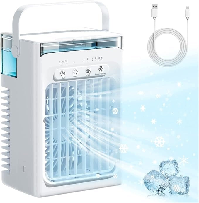 Mini Mobile Air Conditioner, 4 in 1, Small, USB Fan, Cooling