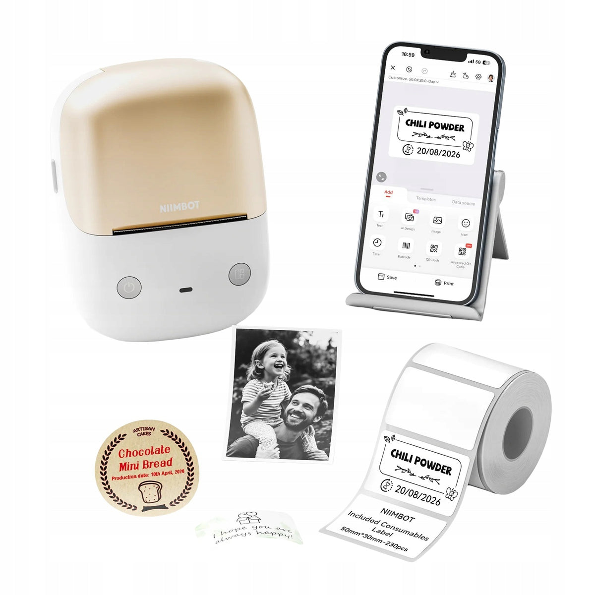 Mini NIIMBOT B2 Pro Self Adhesive Label Thermal Printer - Gold