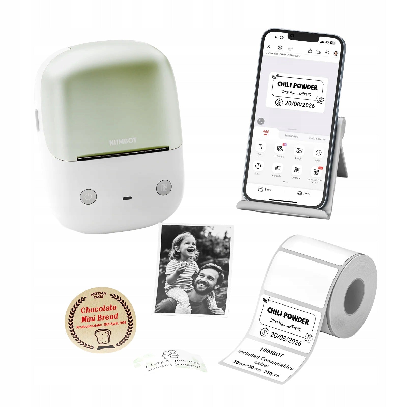 Mini NIIMBOT B2 Pro Self Adhesive Label Thermal Printer - Green