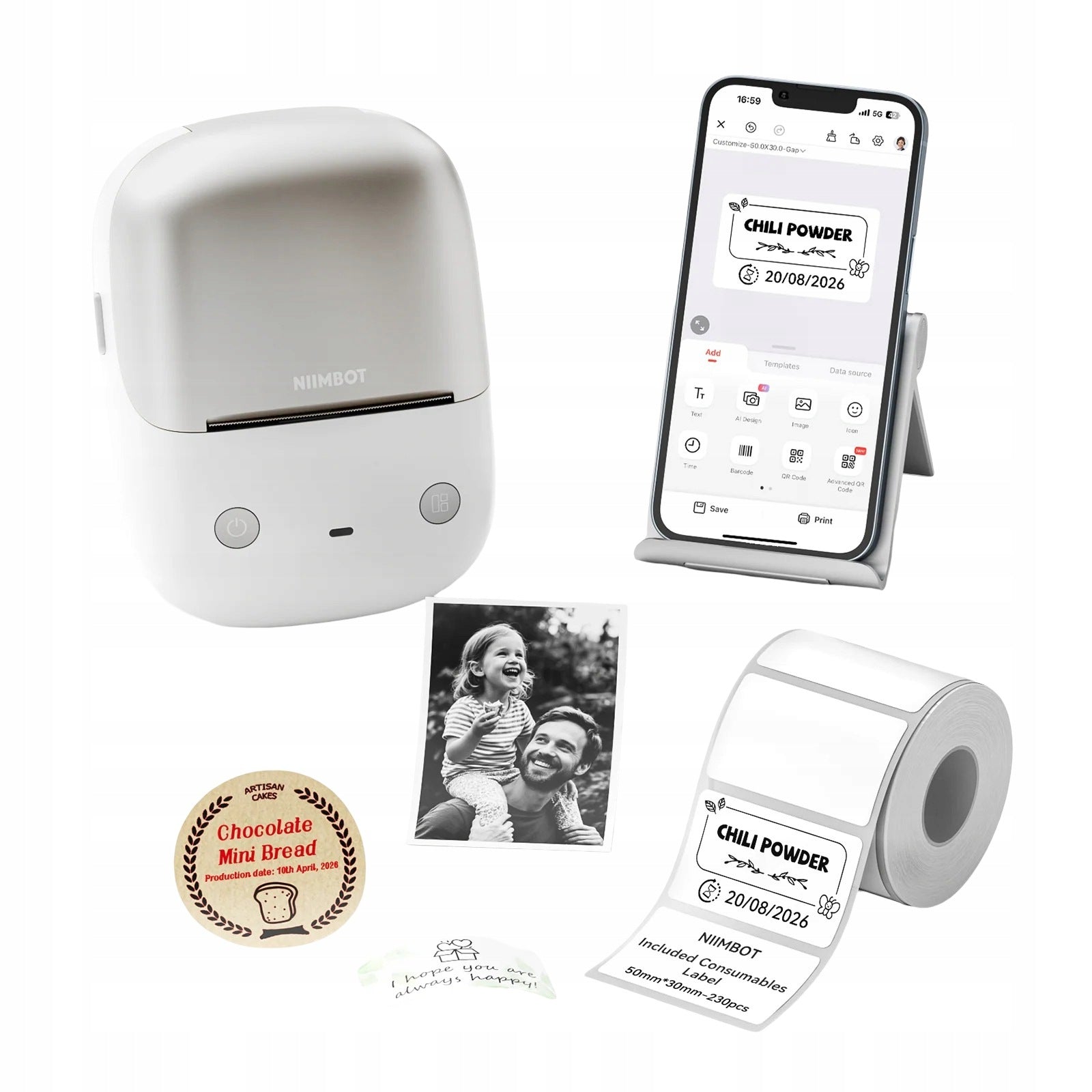 Mini NIIMBOT B2 Pro Self Adhesive Label Thermal Printer - Silver