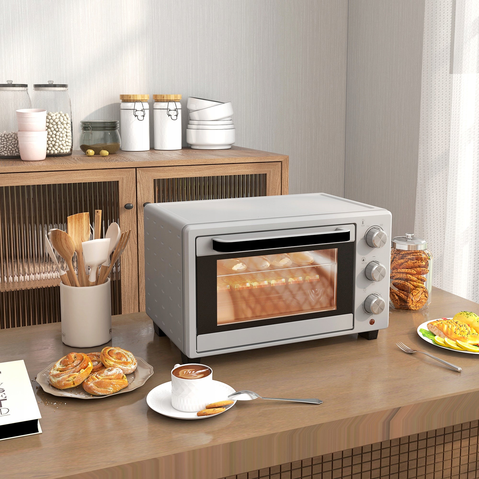 Mini Oven 21L, 3 Cooking Modes, 100°C-230°C, Grate & Sheet Brand Homcom