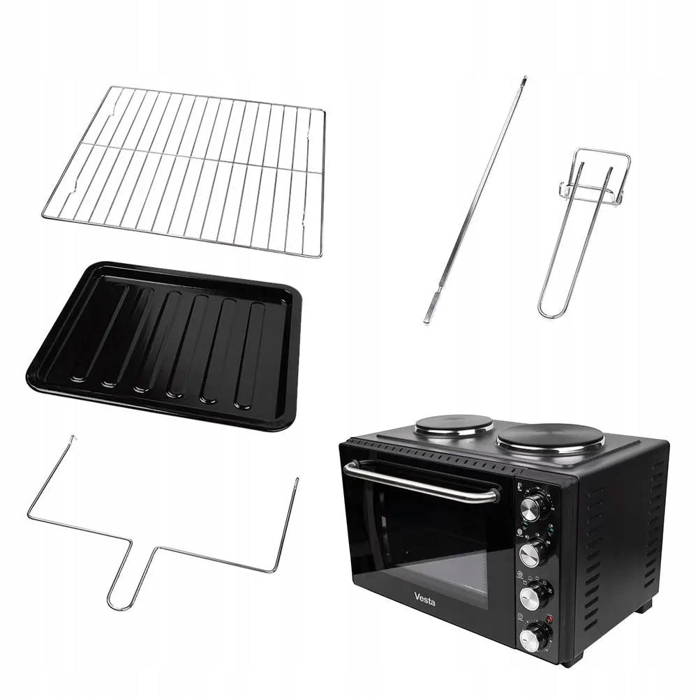 Mini Oven Vesta EEO01 35L 2 electric burners Pizza stone Roast