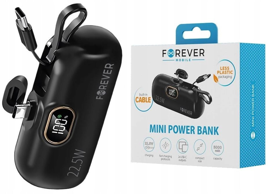 Mini PowerBank 5000mAh USB-C Small USB Power Bank -C Tourist Display