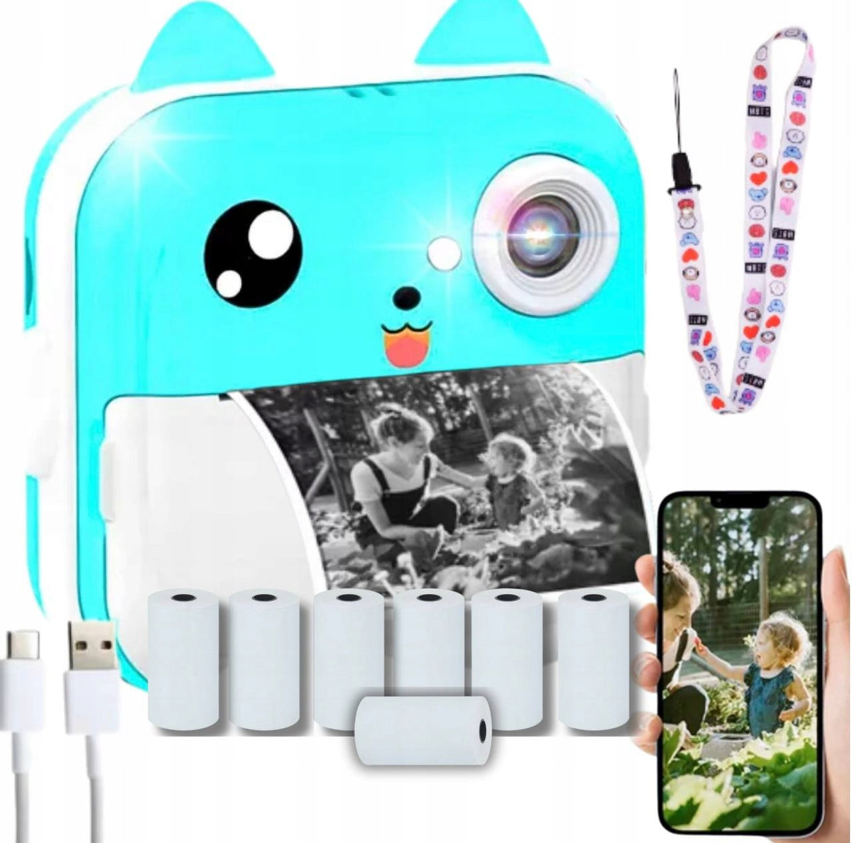 Mini Printer Print Pixel Plus with camera menu PL + 12 rolls + camera Manufacturer code Print Camera