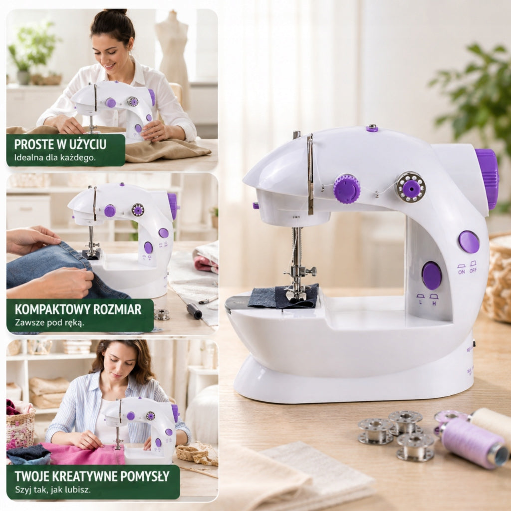 Mini Sewing Machine Led Backlight Portable 2 Modes + Akcesoria Manufacturer code Garden_Maker