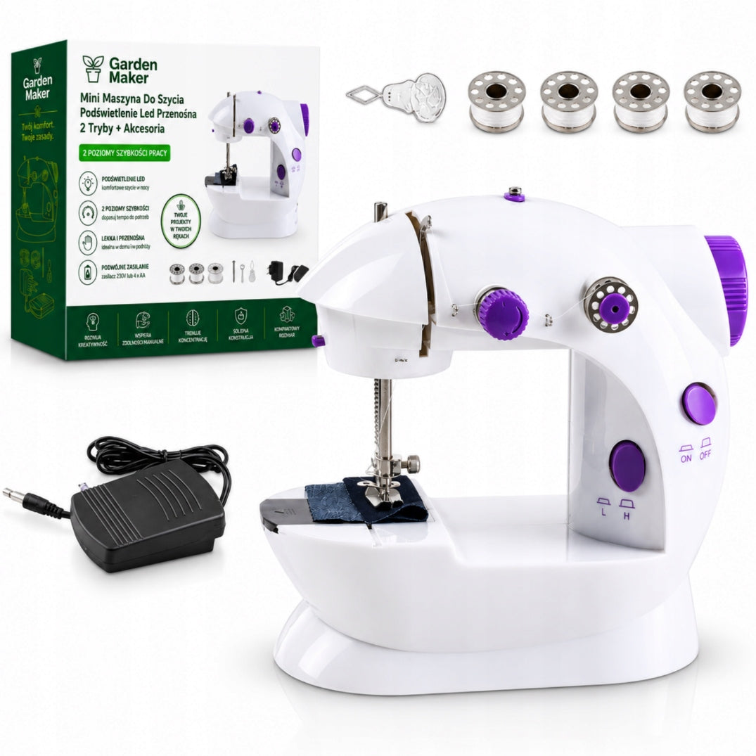 Mini Sewing Machine Led Backlight Portable 2 Modes + Akcesoria