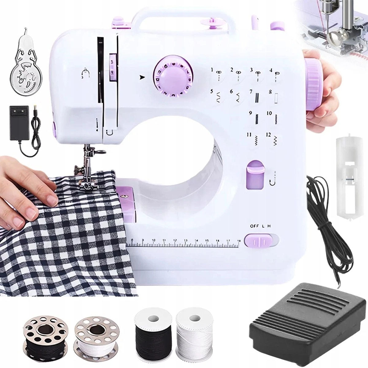 Mini Sewing Machine Portable With Pedal + Tailor Set Freebie