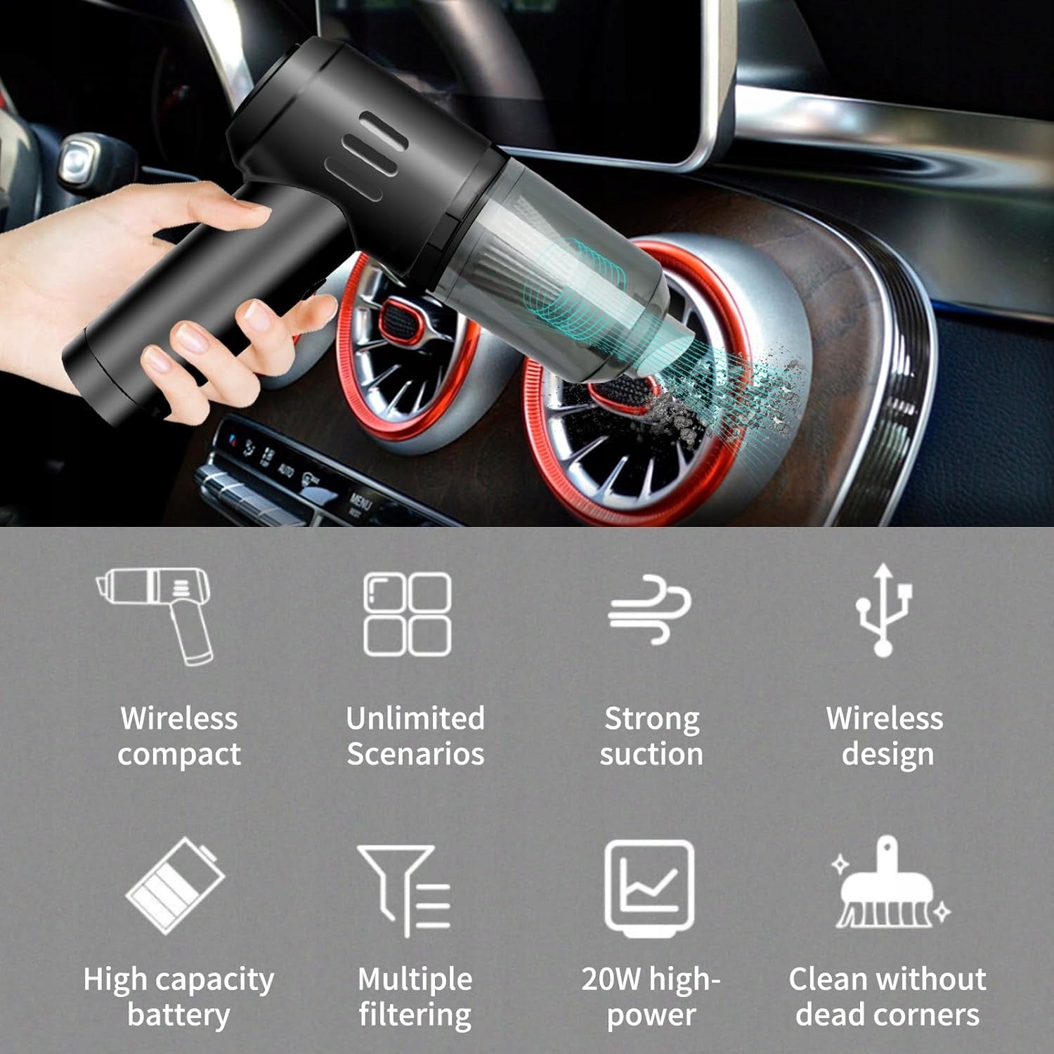 Mini Small Handheld Vacuum Cleaner Black S680 Portable Car Cordless Packaging status original
