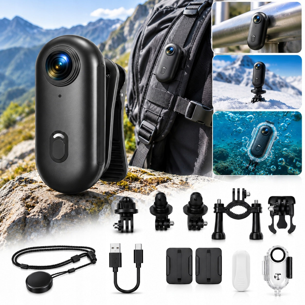 Mini Sports Camera with WiFi Full 1080P Angle 140°Portable Waterproof KIT