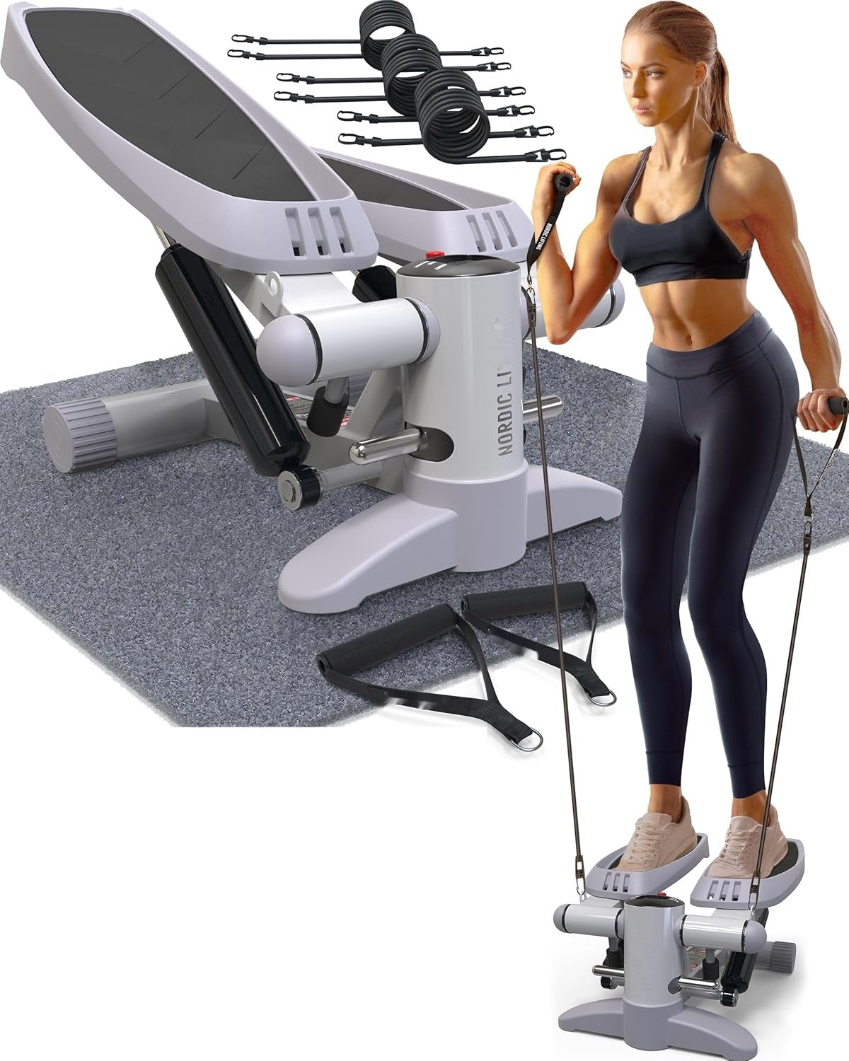 Mini Stepper Nordic Lifting - with Resistance Rubbers, Non-Slip Pedals