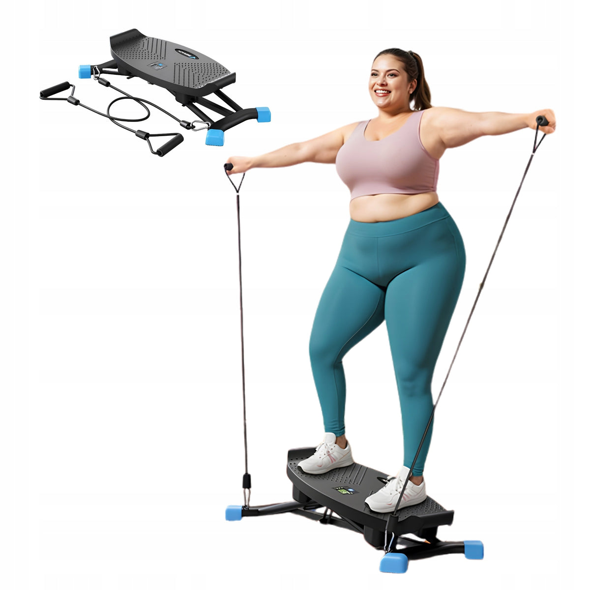 Mini Stepper Ski Slanted Merach Twisted With Ropes For Exercise At Home