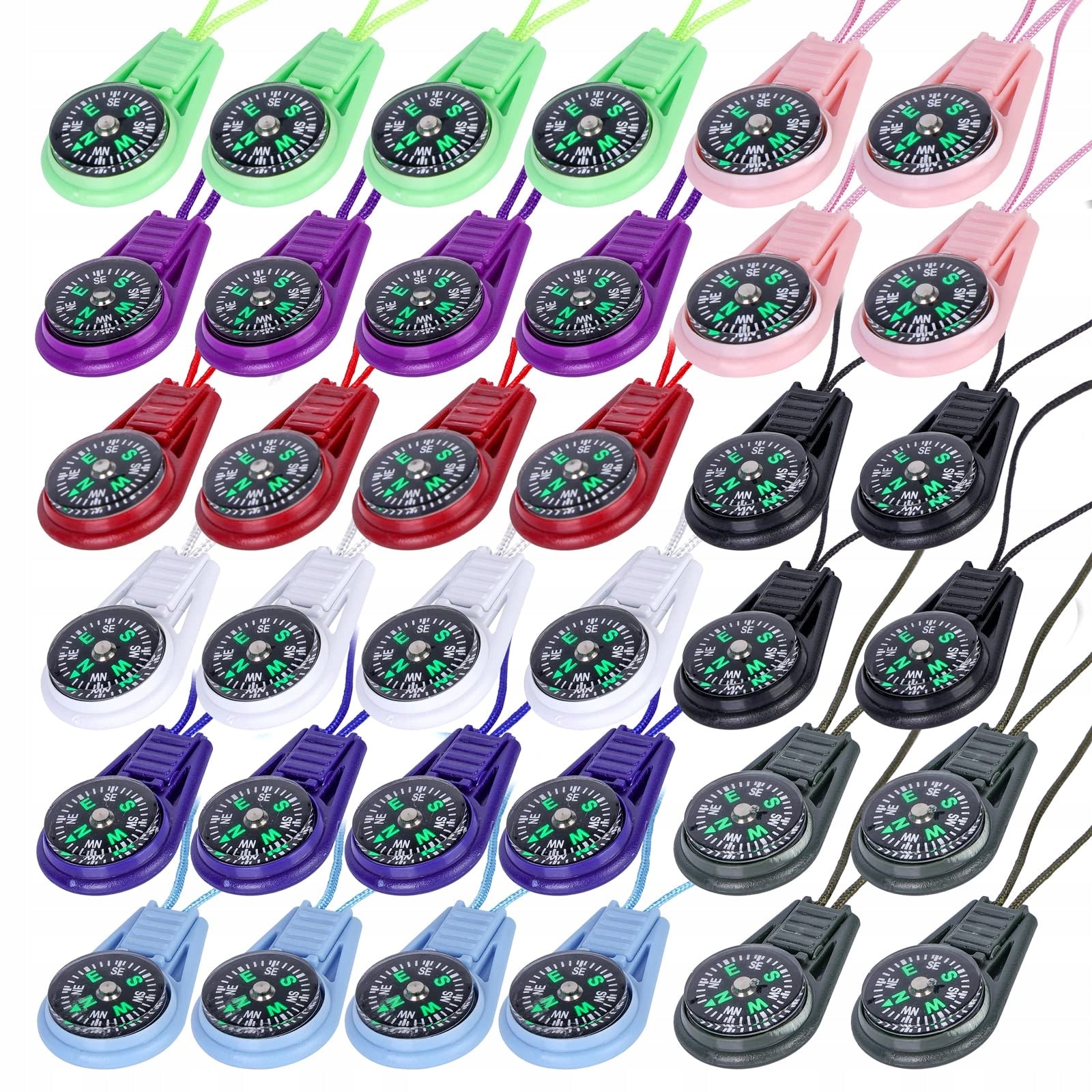 Mini Survival Compass 18 Pcs Colorful Compass for Camping and Hiking