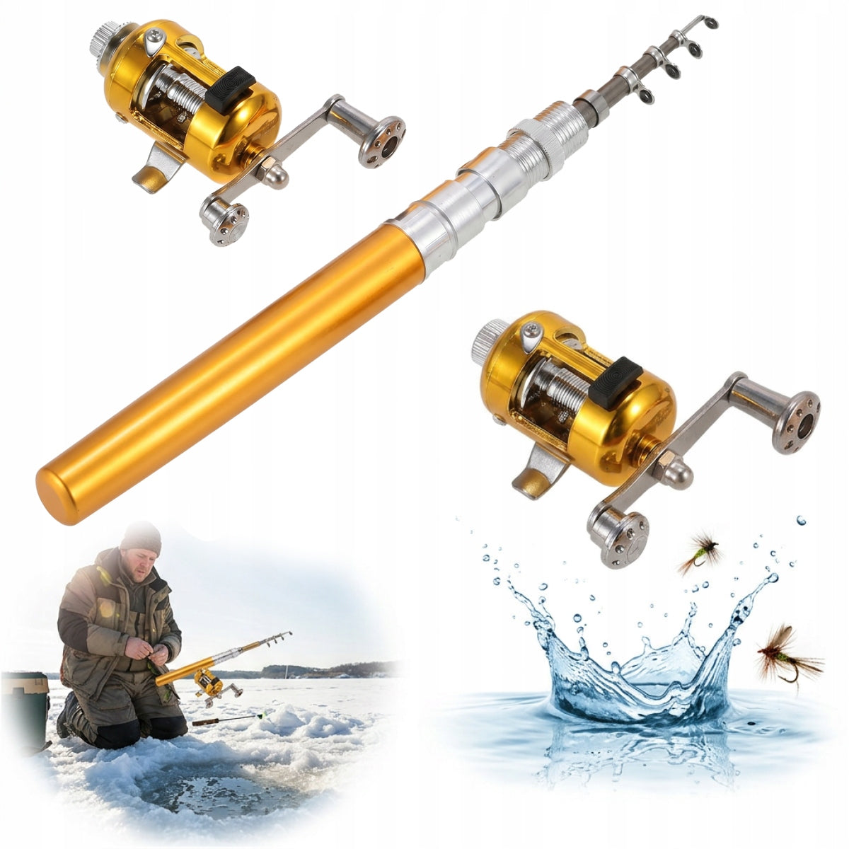 Mini Telescopic Reclining Hiking Float Fishing Rod for Kids