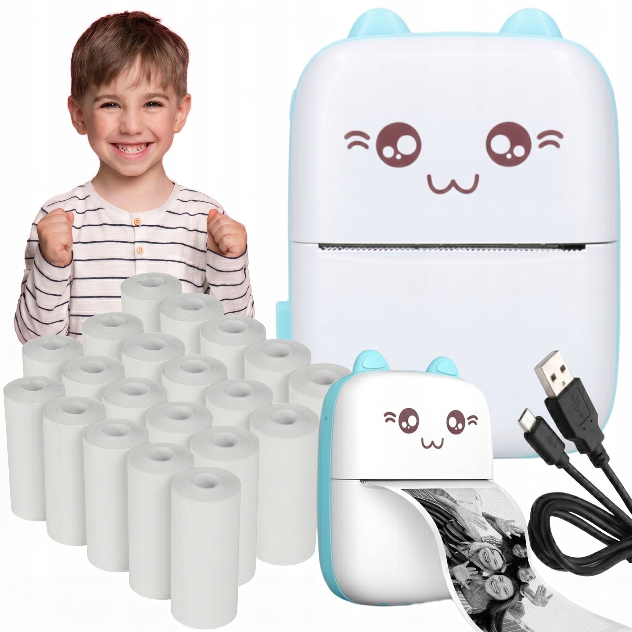Mini Thermal Printer Print 21 Rolls Instant Camera Children's Day