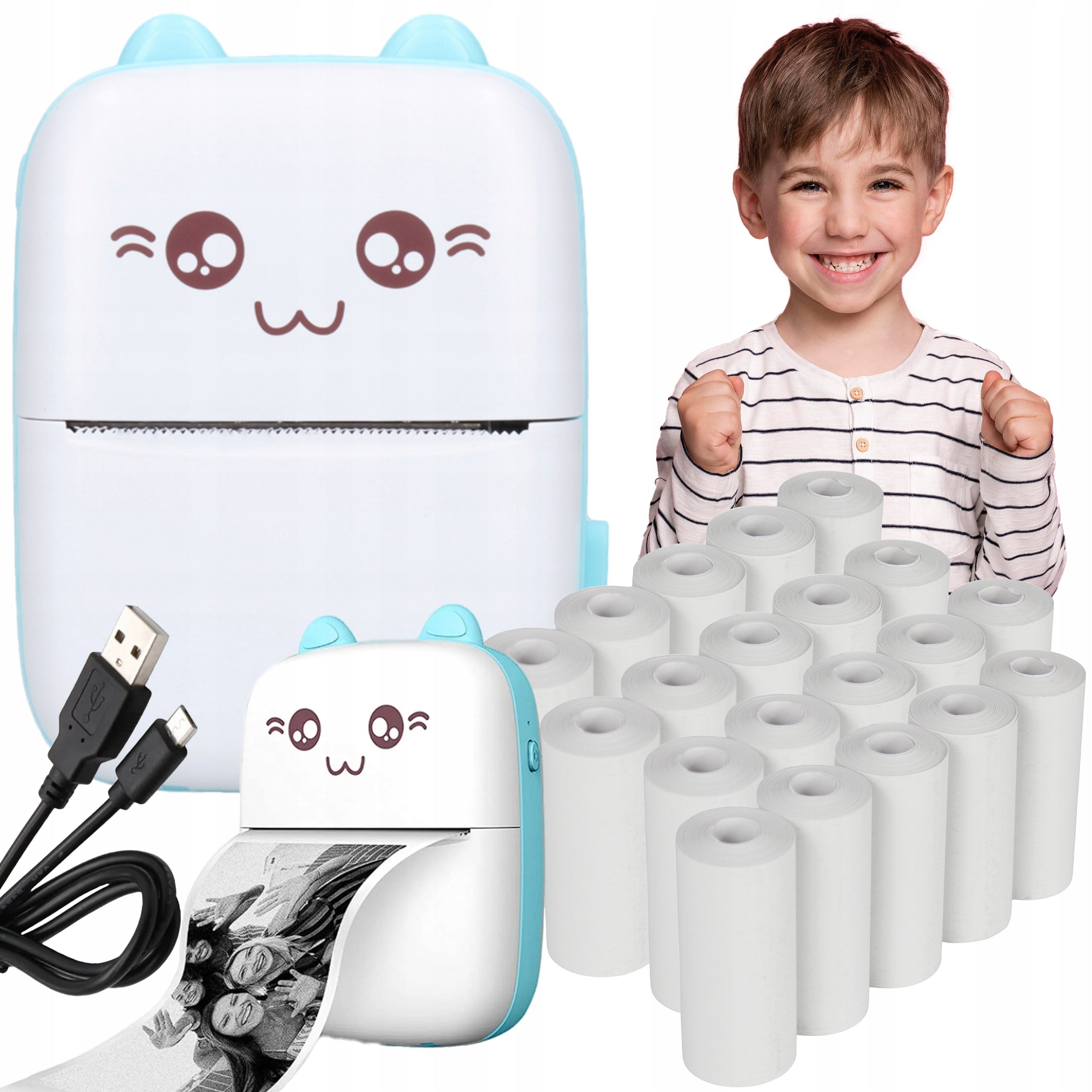 Mini Thermal Printer Print for Kids Roll Paper 21 ROLLS Camera Packaging status original