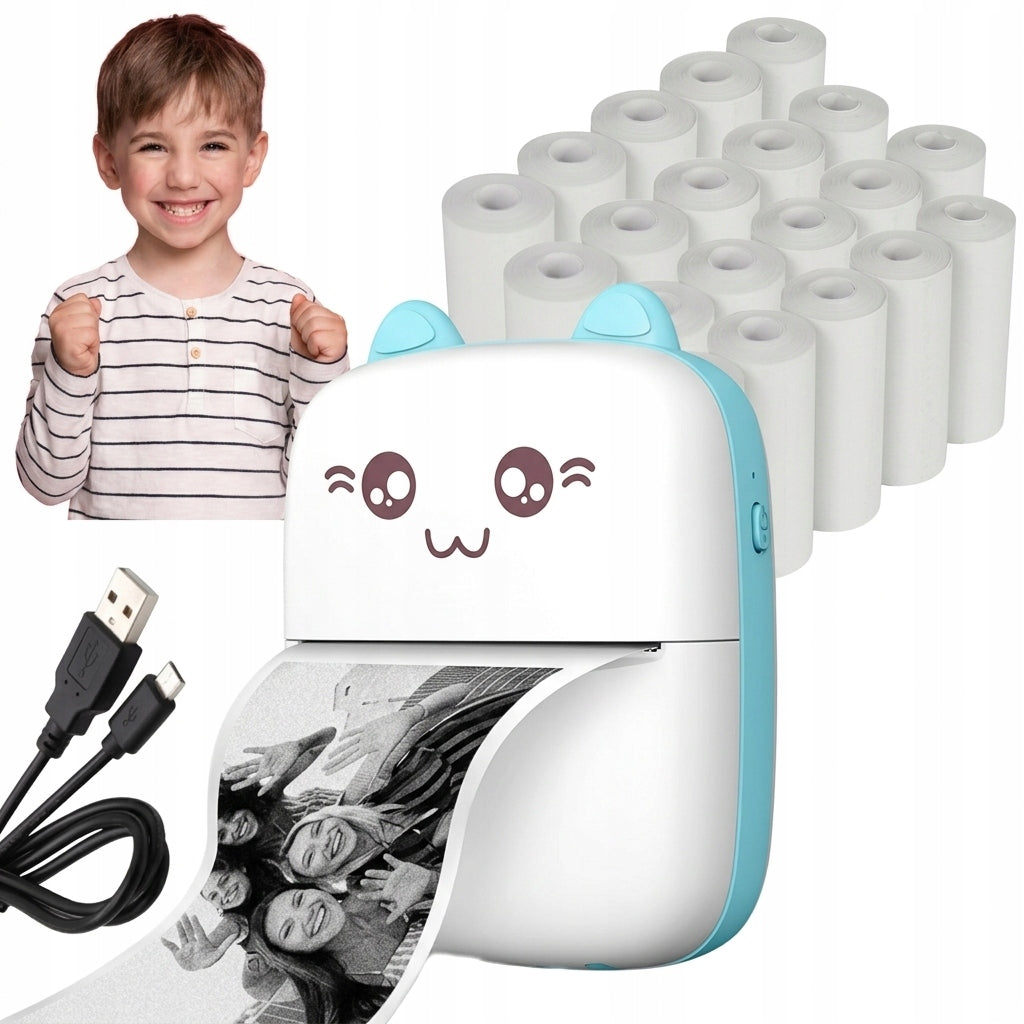 Mini Thermal Printer Print for Kids Roll Paper 21 ROLLS Camera