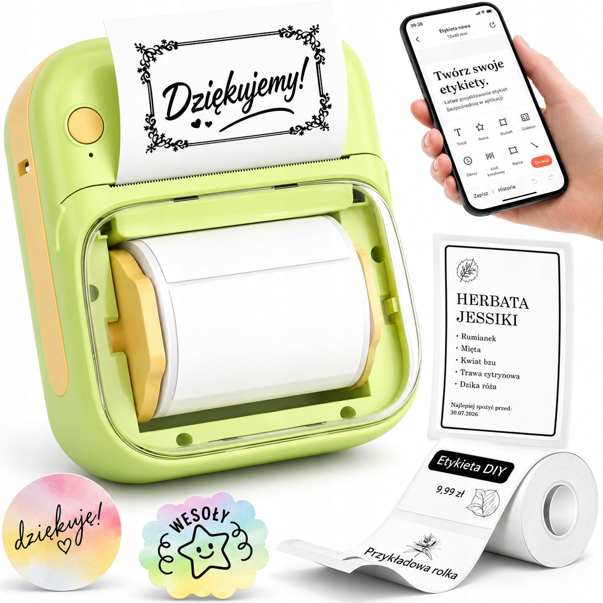 Mini Thermal Printer Self Adhesive Labels Bluetooth B3 App