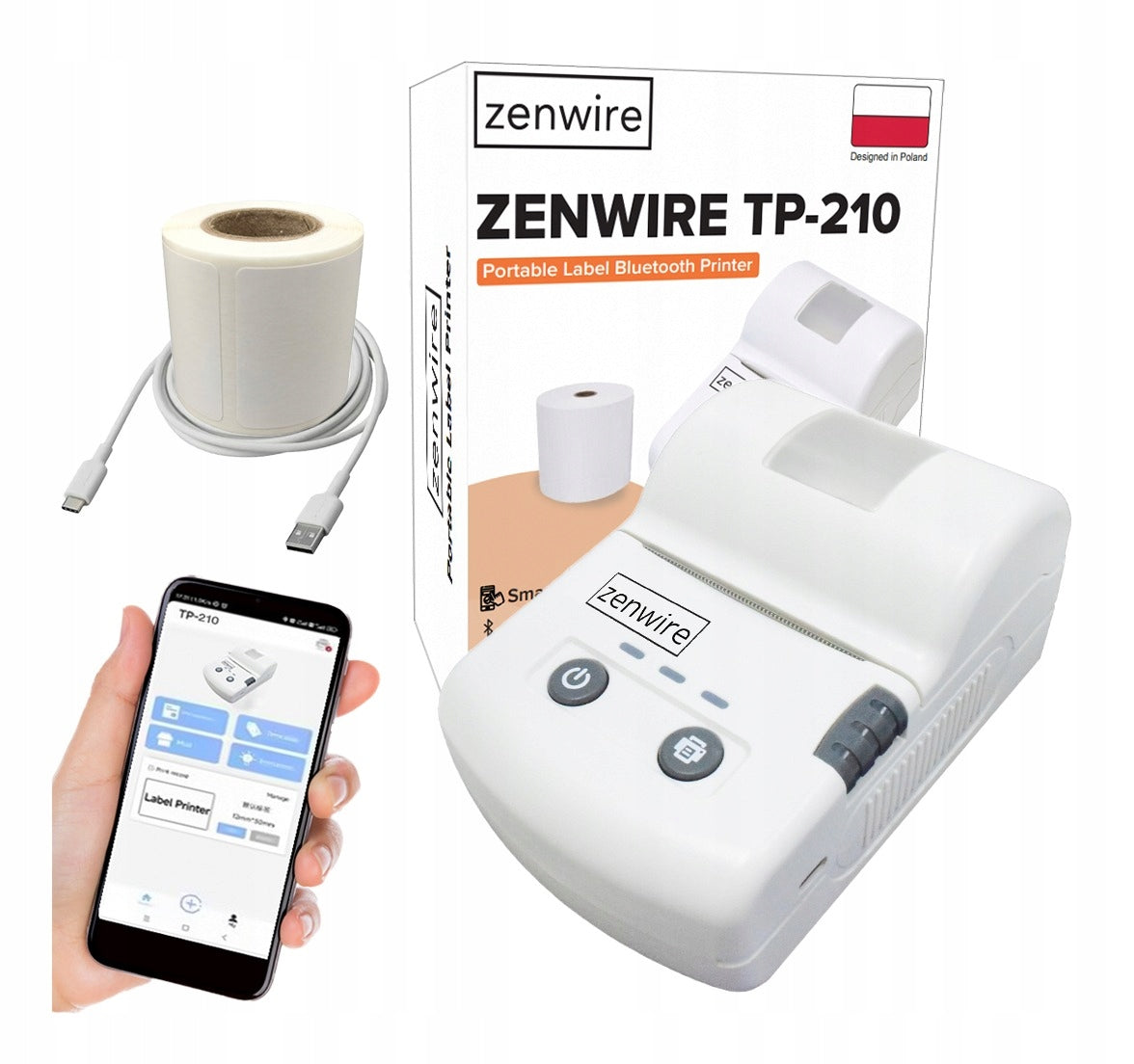 Mini Thermal Printer for Self Adhesive Labels Portable Wireless