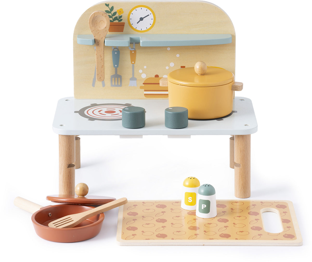 Mini WOODEN KITCHEN for Kids EDUCATIONAL PAN POT WITH ACCESSORIES Manufacturer code KD08